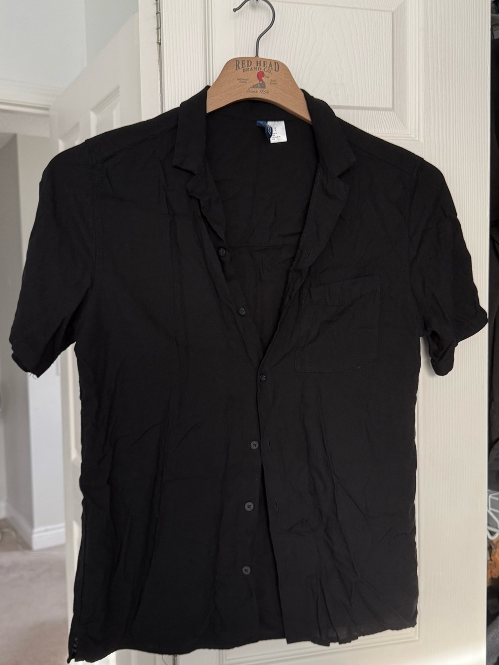 H&M Black Short-Sleeve Casual Button-Down Shirt